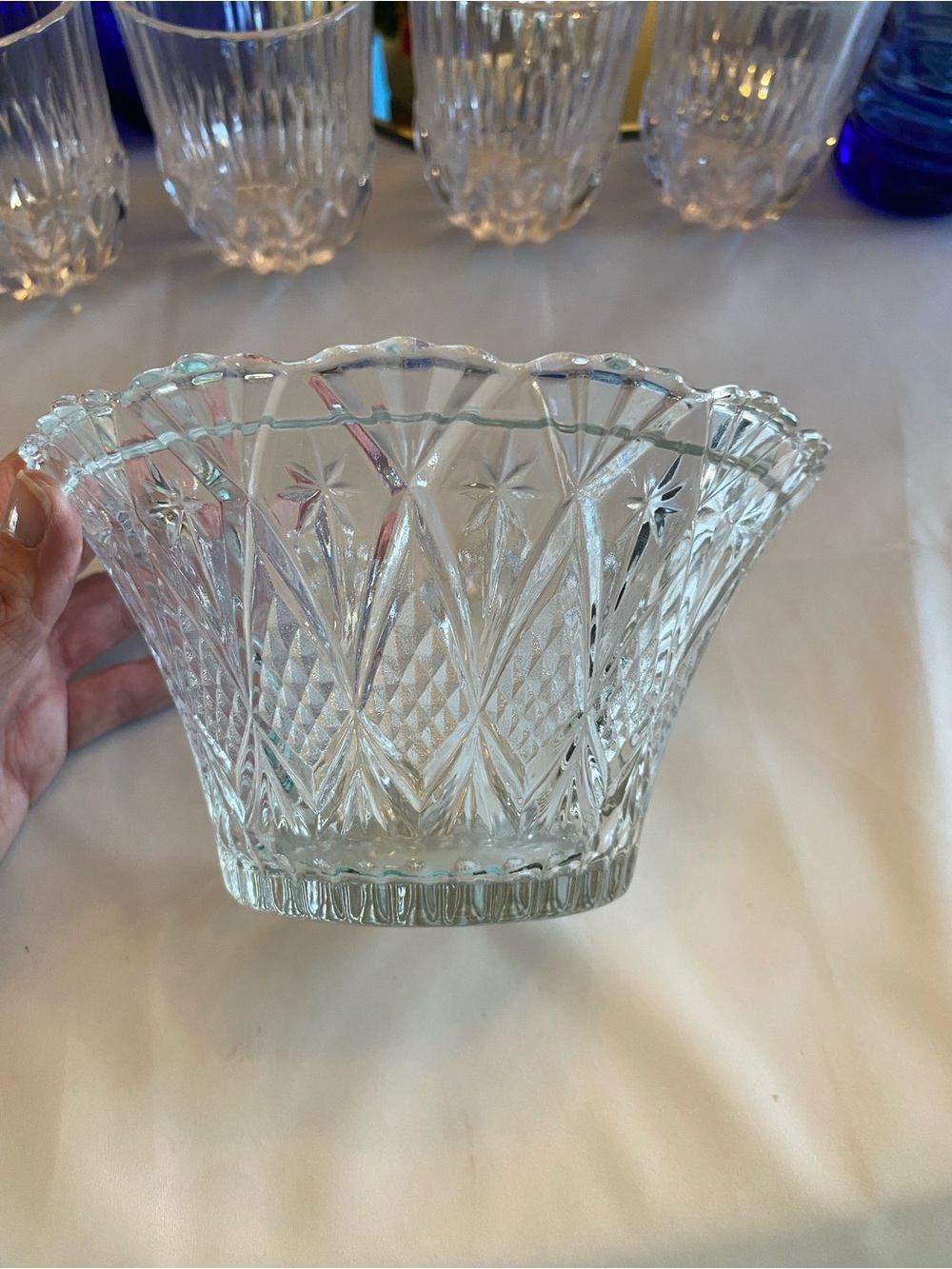Pressed Glass Decorative Bowl - Clear Glass